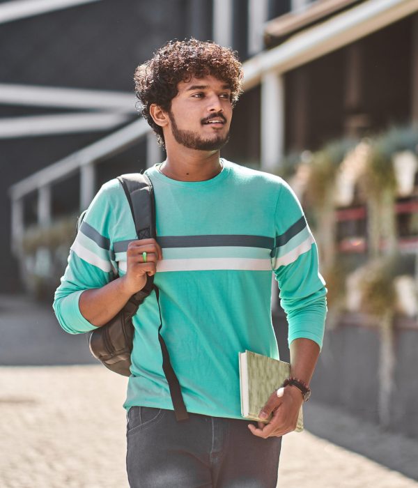 Indian student goes to first lesson.